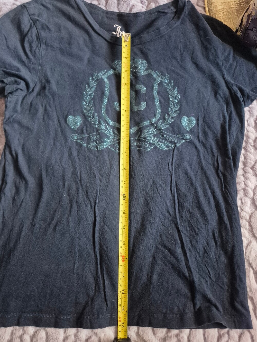 Juicy Couture Navy Blue Glitter Logo T Shirt - Picture 6 of 7